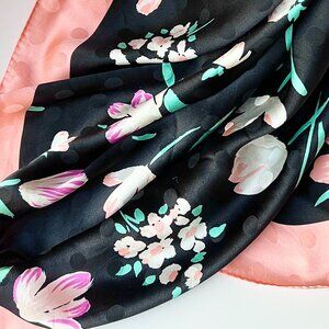 80s Vintage NWT 100% Silk Echo Square Scarf 34x34 Cottagecore Floral Chic